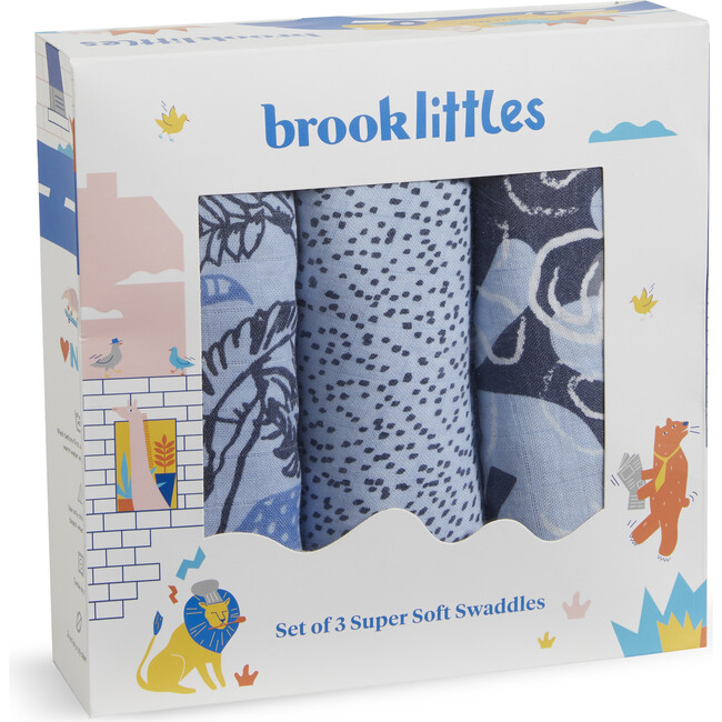 Baby Swaddle Set, Cool Blue - Swaddles - 1