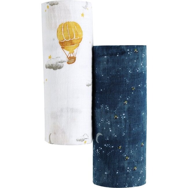 Organic Muslin Swaddle Gift Set, Fly Me To The Moon