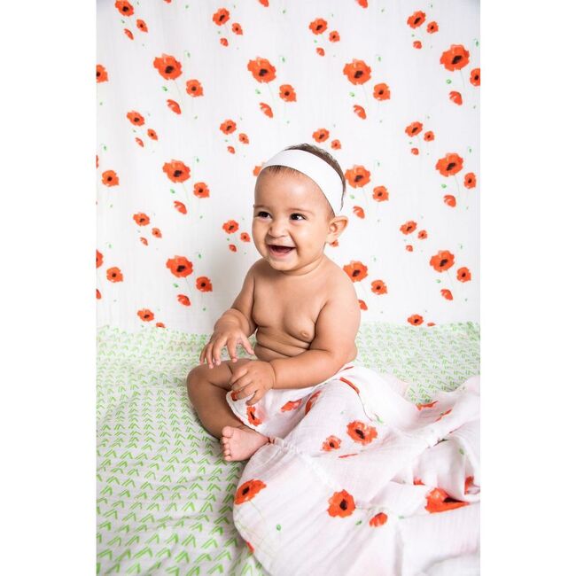 Organic Muslin Swaddle Gift Set, Poppyfield Grass - Swaddles - 4