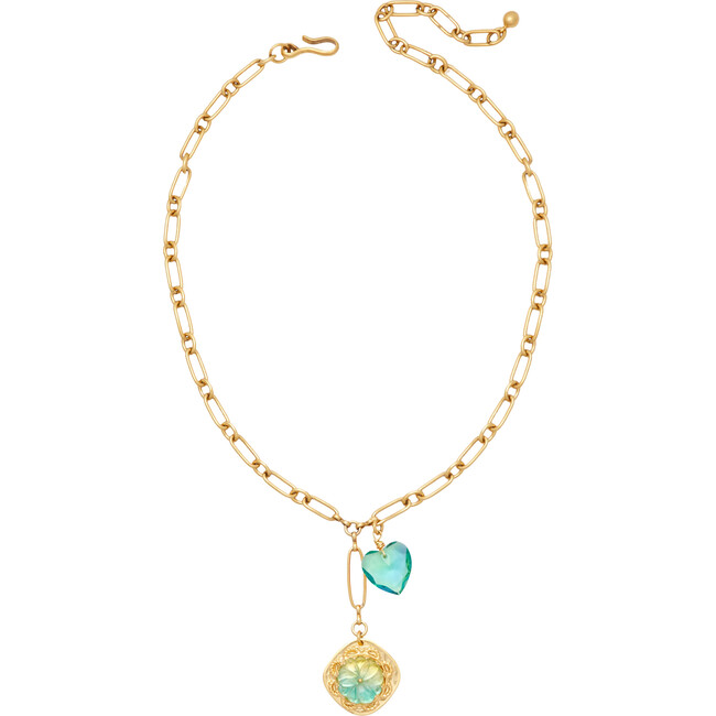 Sangria Y-Necklace, Gold/Lime - Necklaces - 1