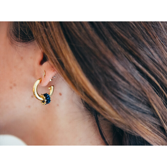 Pinkie Swear Hoops, Sapphire - Earrings - 2