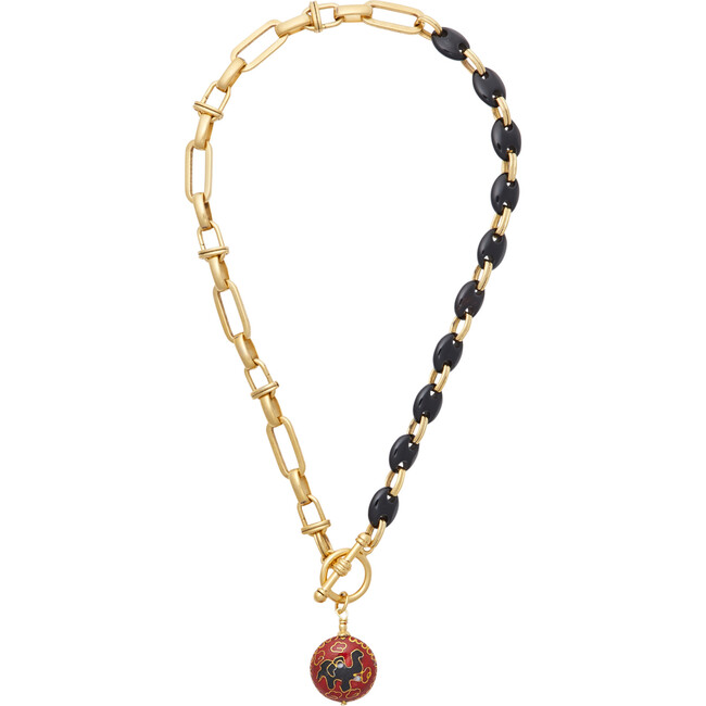 Ellie Necklace, Gold/Black - Necklaces - 1