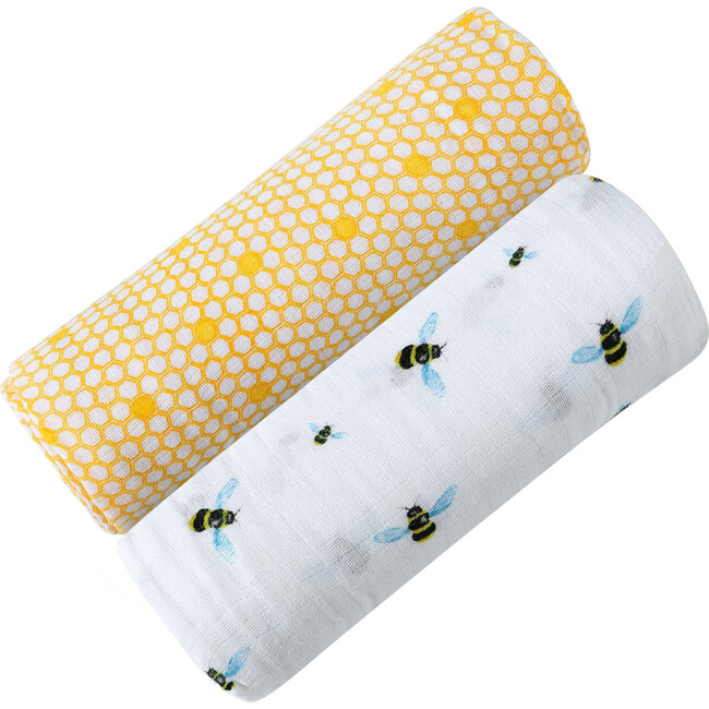 Organic Muslin Swaddle Gift Set, Busy Bees