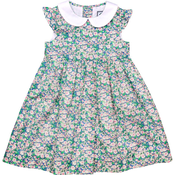 Riley Peter Pan Collar Dress, Pink Green Floral - Busy Bees Dresses ...