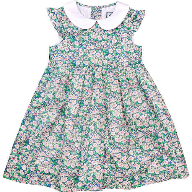 Riley Peter Pan Collar Dress, Pink Green Floral - Busy Bees Dresses ...