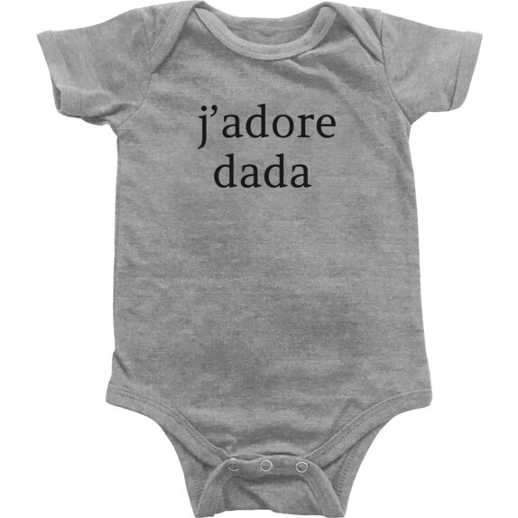 J'adore Dada Bodysuit, Light Grey - Onesies - 1