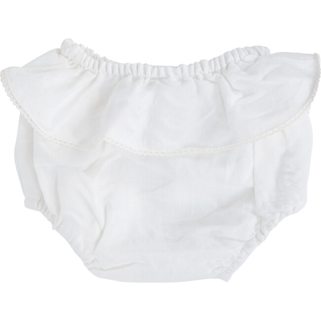 White Linen Bloomers for Little Girls, Baby Diaper Cover With