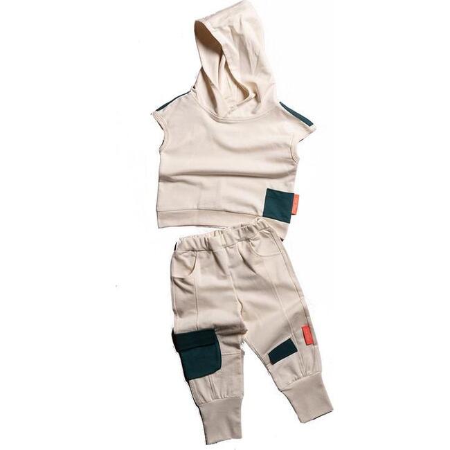 Hooded Tank & Pants Set, Beige - Mixed Apparel Set - 1