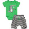 Graphic Croc Bodysuit & Pant Set, Green - Mixed Apparel Set - 1 - thumbnail