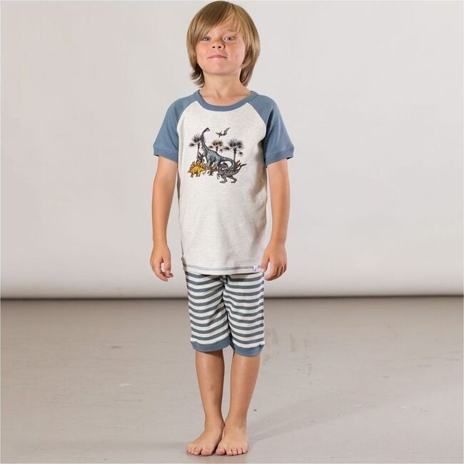 Dino Pajama Set, Blue - Pajamas - 2