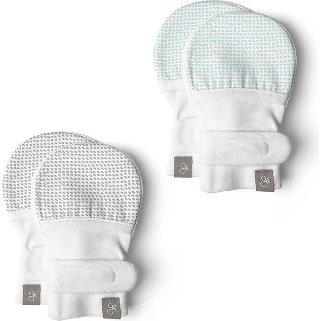 2pk Mitts, Drops Gray + Drops Aqua - Mixed Apparel Set - 1