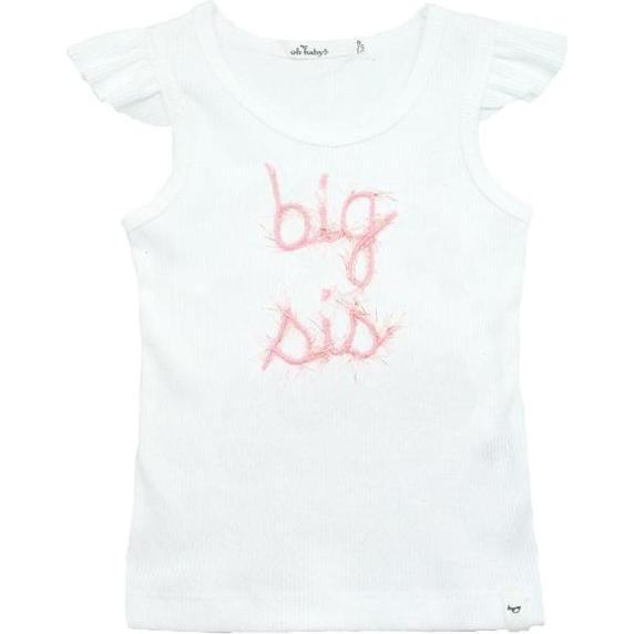 Big Sis Flutter Sleeve Tank, White - Tees - 1