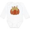 Pumpkin L/S Bodysuit, White - Onesies - 1 - thumbnail