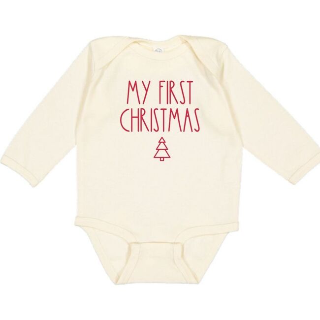 My First Christmas L/S Bodysuit, Natural