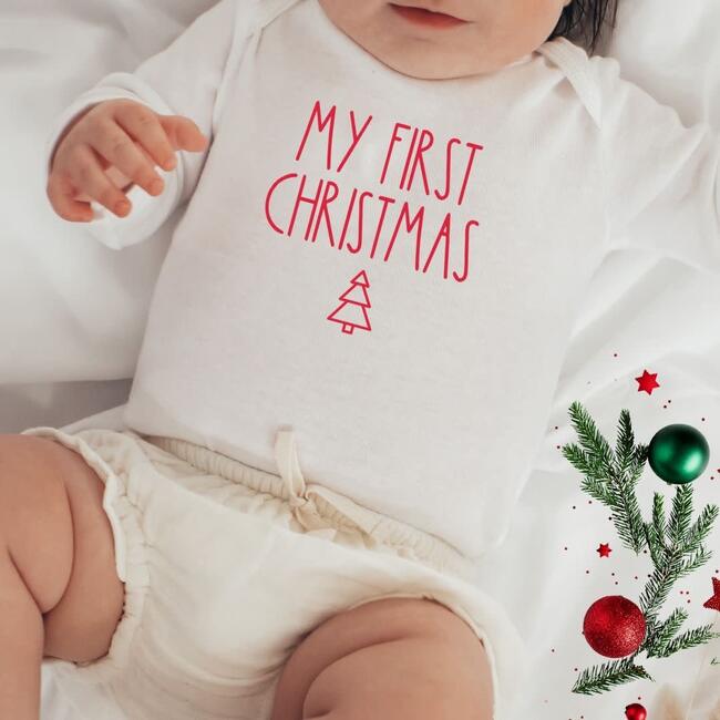 My First Christmas L/S Bodysuit, Natural