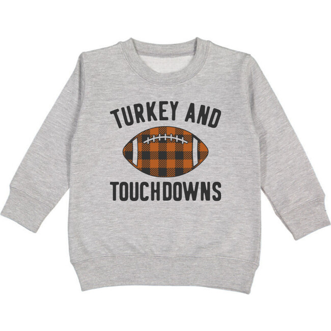 Turkey and Touchdowns L/S Sweatshirt, Gray - Sweatshirts - 1