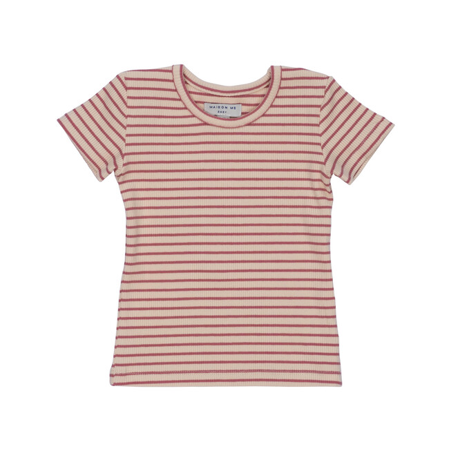 Baby Kai Short Sleeve Tee, Pink & Natural Stripe
