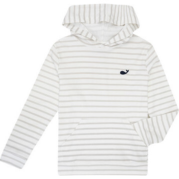 Pima Cotton Hoody, Grey Stripes - Sweatshirts - 1