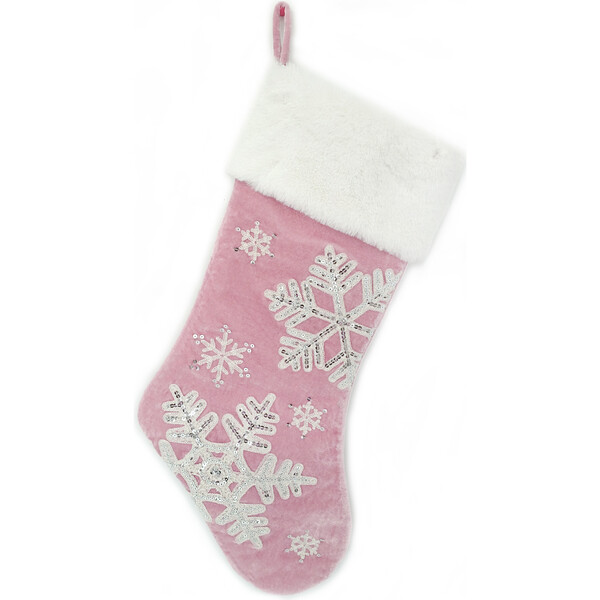 Dusty Rose Snowflake Stocking - MON AMI Stockings & Tree Skirts ...