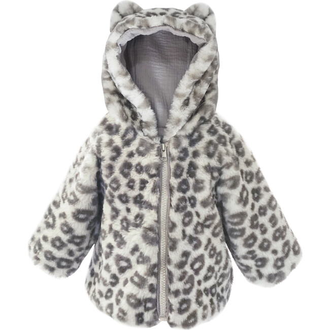 Leopard Faux Fur Hooded Baby Coat