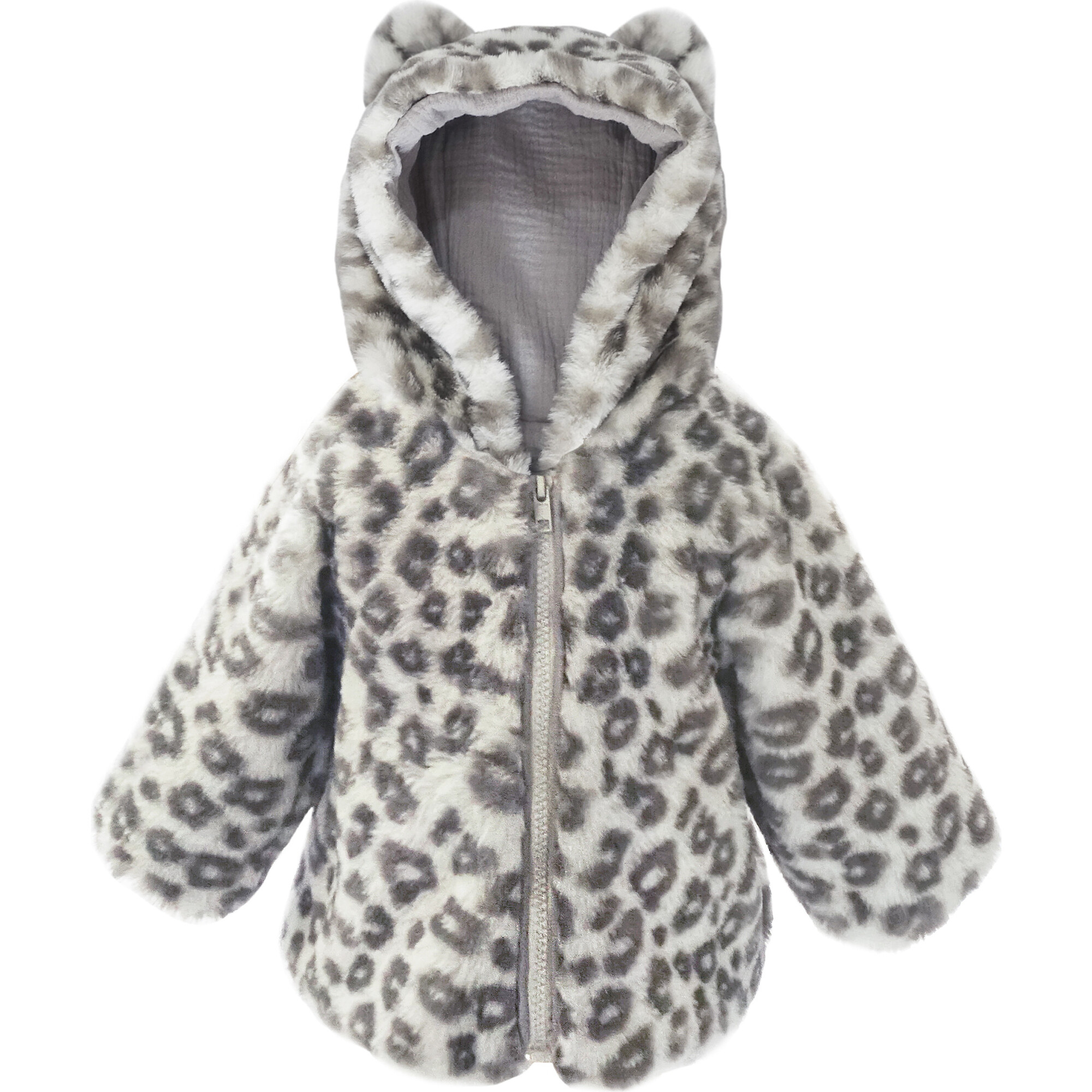 Leopard Faux Fur Hooded Baby Coat - Faux Fur Coats - 1