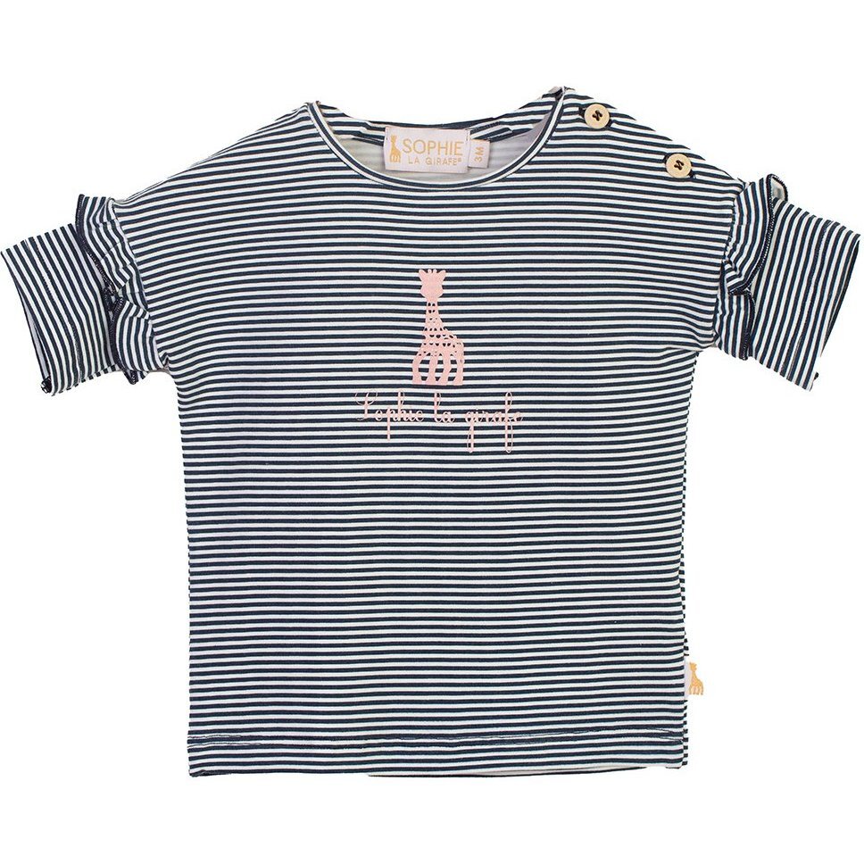 Giraffe Print T-shirt, Navy - Tees - 1