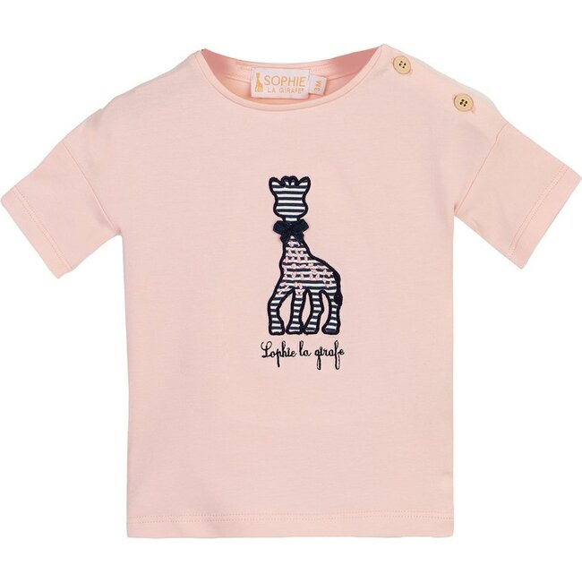 Embroidered Giraffe T-shirt, Pink