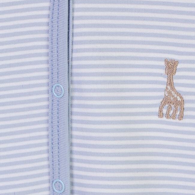 Footed Striped Bodysuit, Blue - Onesies - 2