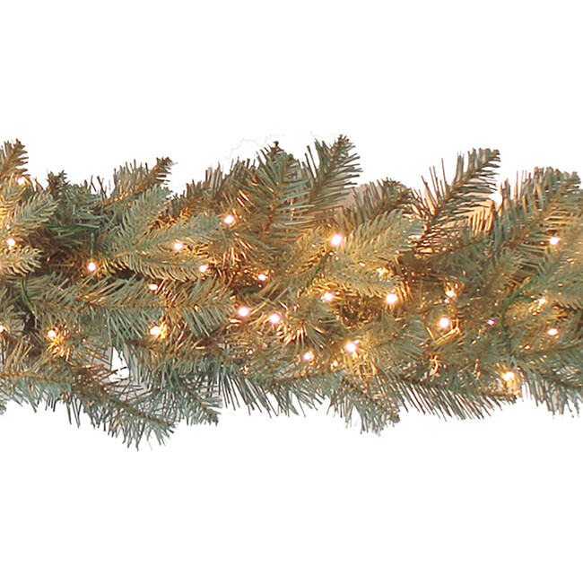 PreLit LED Clustered Blue Spruce Garland, Warm White Kurt Adler
