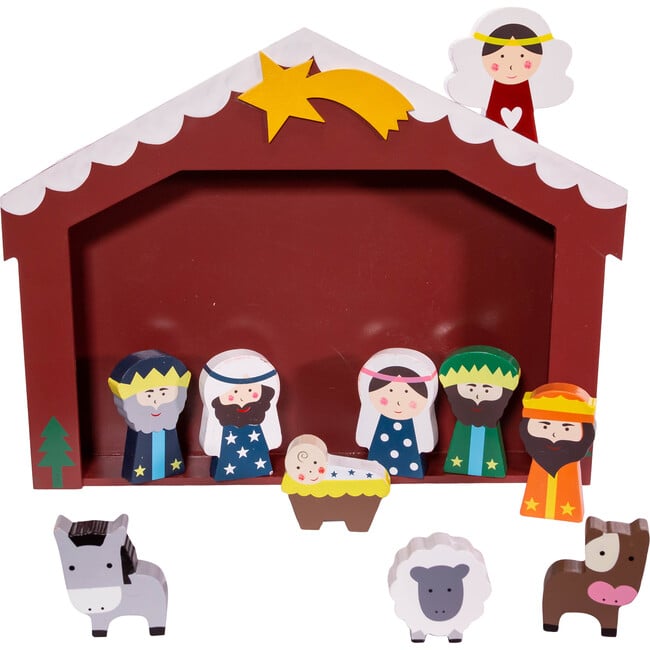 10-Piece Wooden Nativity Set - Kurt Adler Nutcrackers & Accents ...