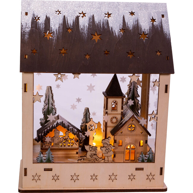 Wooden Light-Up Village Table Accent Lantern - Accents - 1