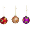 6-Piece Glass Ball Ornament Set, Red/Gold/Purple - Ornaments - 3