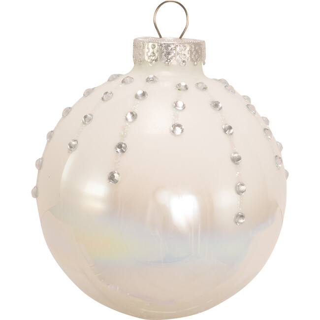 6-Piece Glass Ornament Set, Pearl White - Ornaments - 1