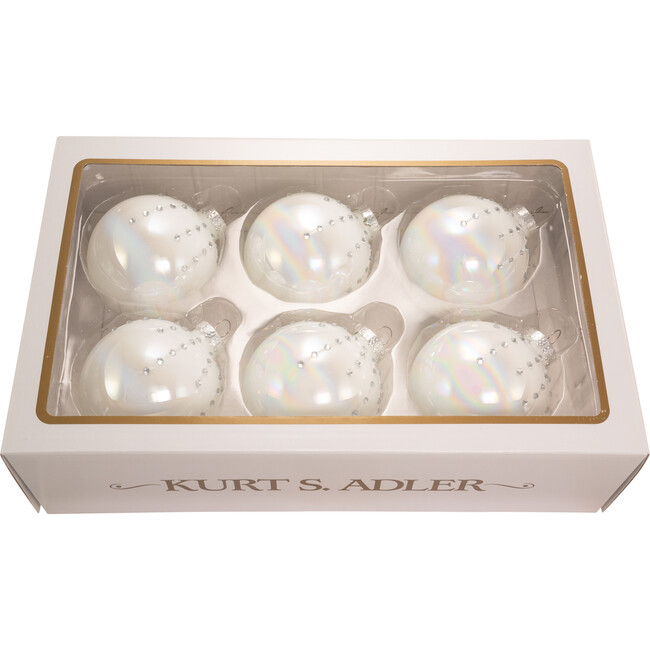 6-Piece Glass Ornament Set, Pearl White - Ornaments - 2
