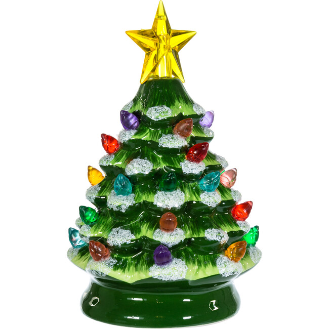 LED Ceramic Christmas Tree Table Accent Piece, Green - Accents - 2