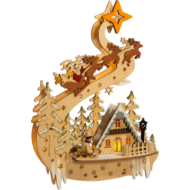 Light-Up Wooden Christmas Village Santa Sleigh Table Accent Piece - Accents - 7