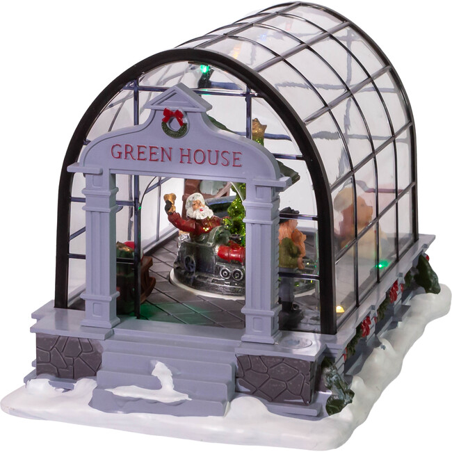 Musical LED Green House Santa Table Accent Piece - Accents - 2