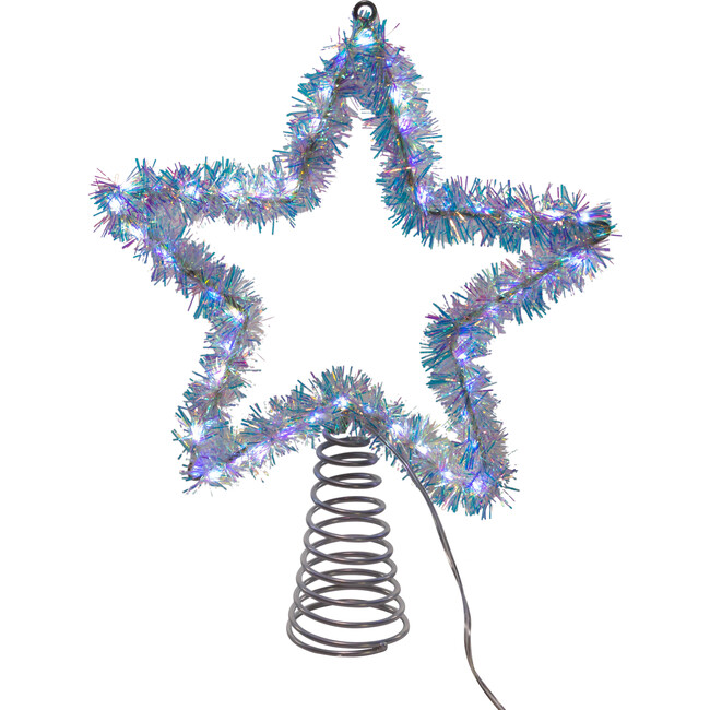 Tinsel Star Tree Topper with LED Lights, Cool White - Toppers - 4