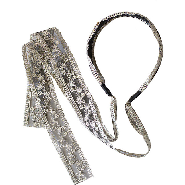 Anna Lace Tie-Back Headband Black