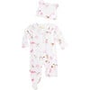 Pink Pawprints Onesie & Hat, Red - Mixed Apparel Set - 1 - thumbnail