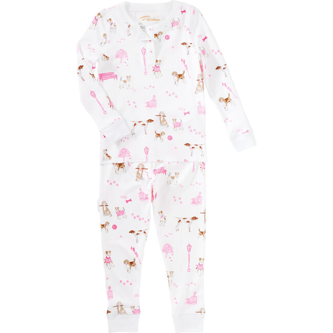 Pink Pawprints Pajama Set, Pink - Pajamas - 1