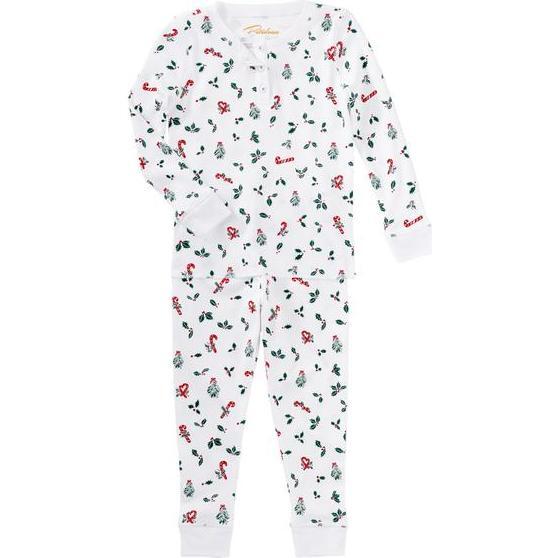 Jolly Hollies Pajama Set, Green - Pajamas - 1