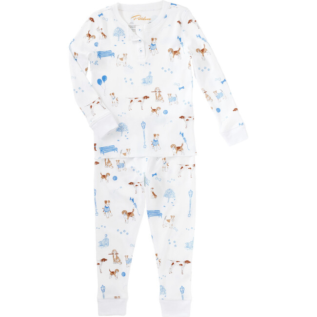 Blue Pawprints Pajama Set, Blue - Pajamas - 1