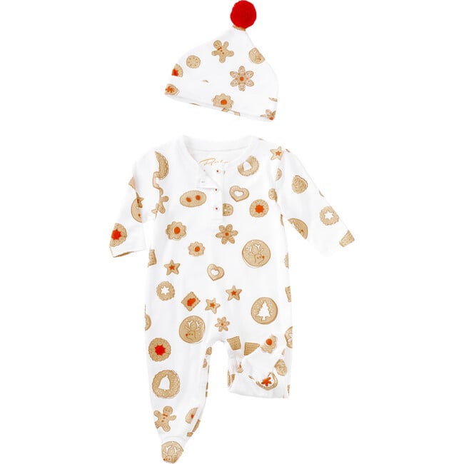Homemade Cookies Onesie & Hat, Brown & Red