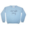 Sky Crewneck, Navy Embroidered "all night long" - Sweaters - 1 - thumbnail