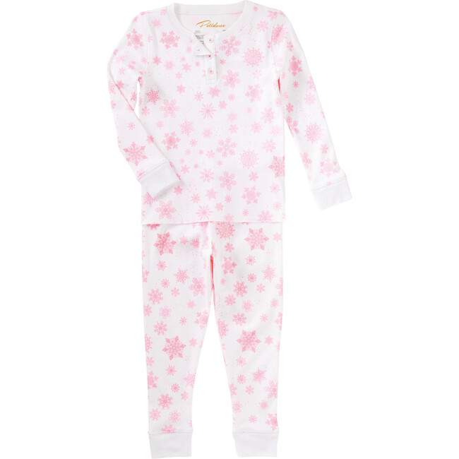 Pink Flurries Pajama Set, Pink - Pajamas - 1