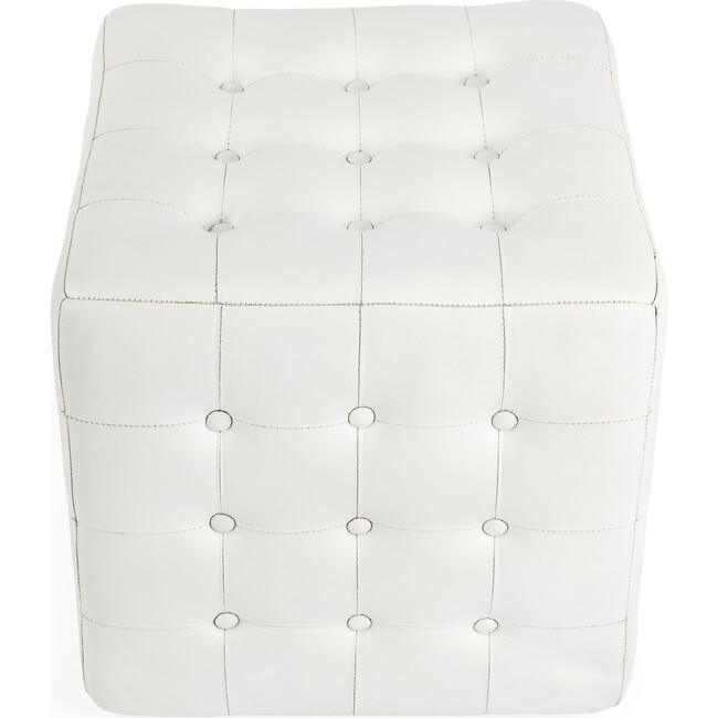 Leon Leather Ottoman, White