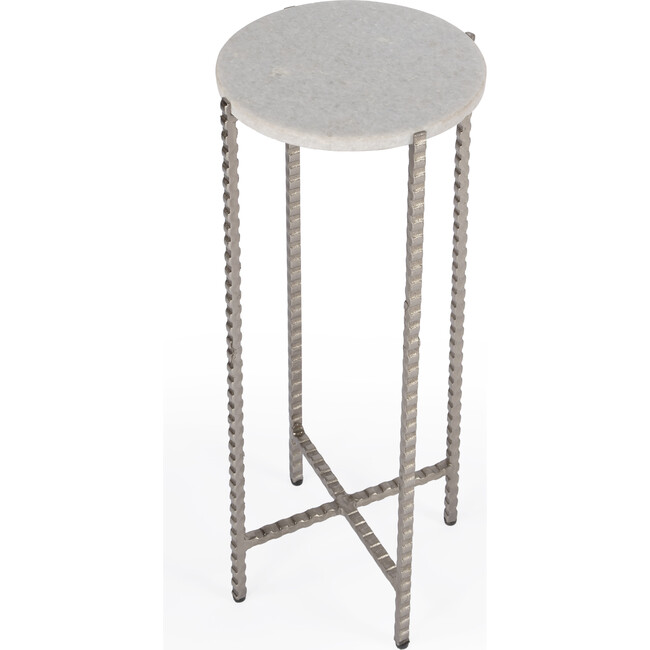 Nigella Cross Legs Side Table, Marble/Silver