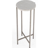 Nigella Cross Legs Side Table, Marble/Silver - Accent Tables - 1 - thumbnail