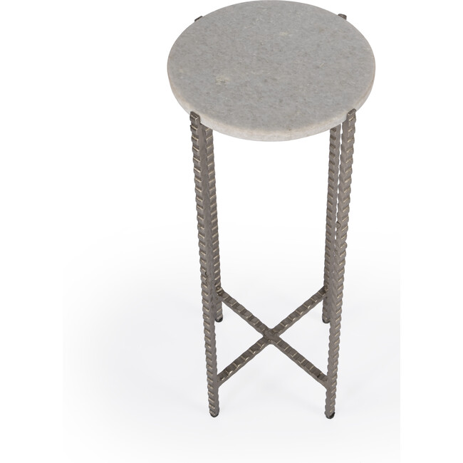 Nigella Cross Legs Side Table, Marble/Silver